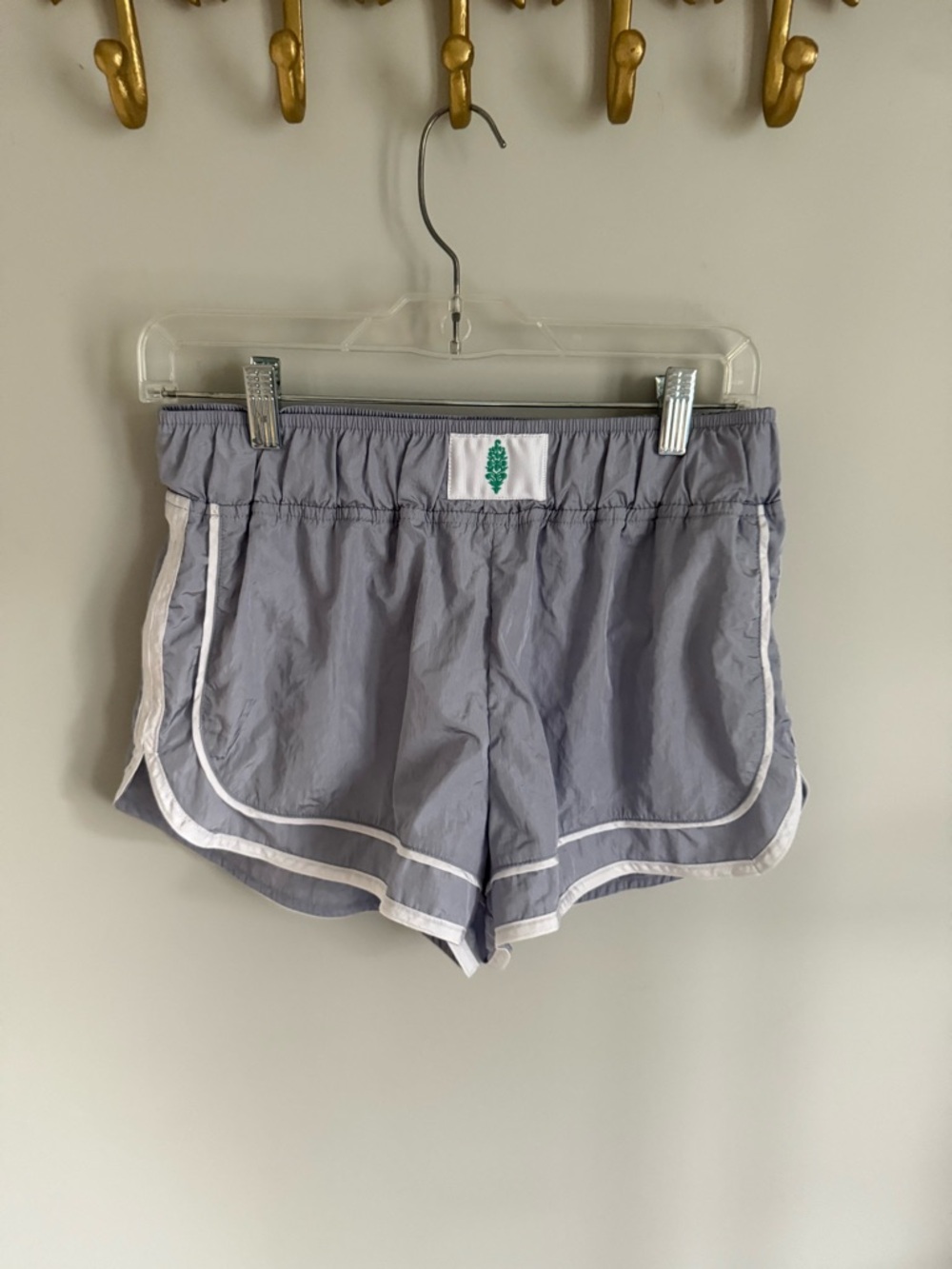 Free People Movement Light Gray Women's Running Shorts with White Piping